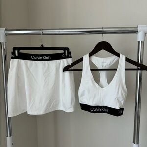 Calvin Klein White Sports Bra and Skirt Set